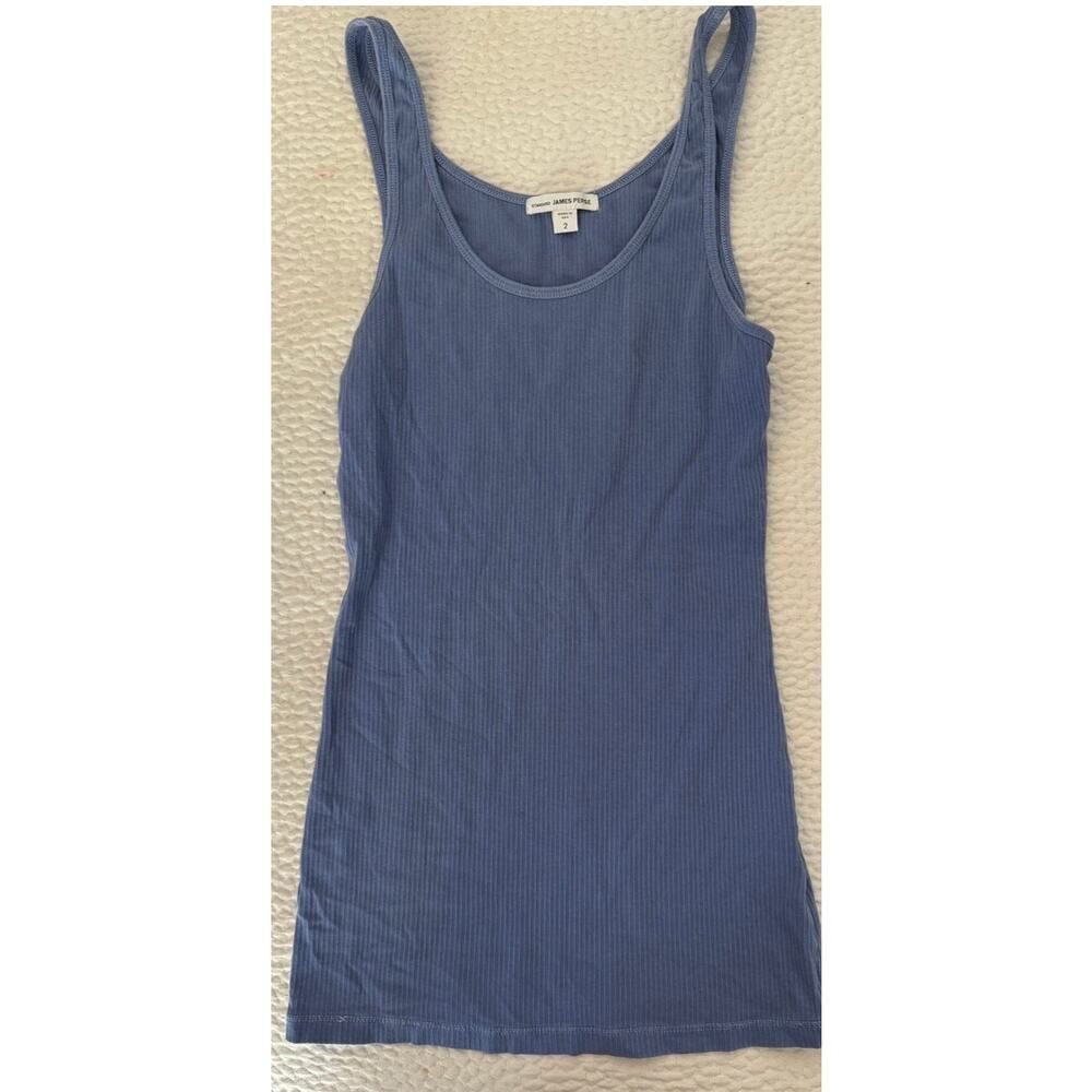 James Perse Standard Ribbed Tank Top Blue WNL3102 Size 2